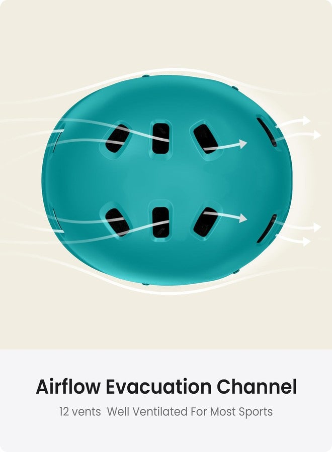 OutdoorMaster Skateboard Cycling Helmet - Two Removable Liners Ventilation Multi-Sport Scooter Roller Skate Inline Skating for Kids, Youth & Adults - XS - Sea Green - Image 4